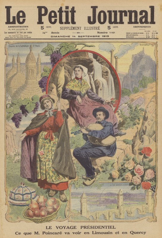 Den franske presidentens resa (färg litho) av French School