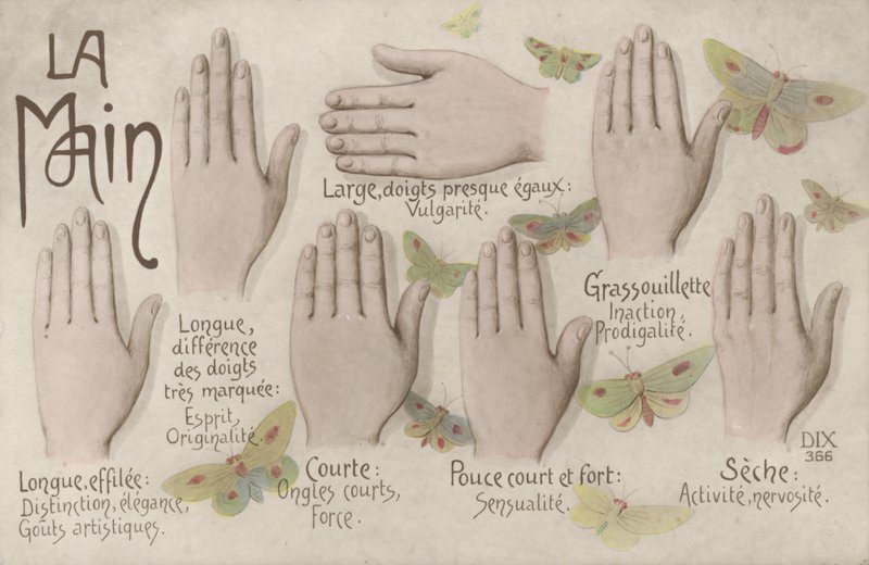 Handen (färg litho) av French School