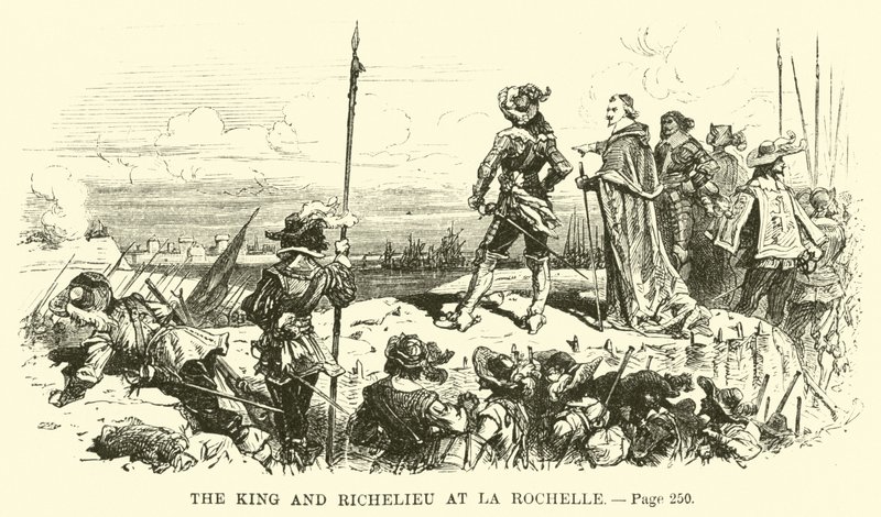Kungen och Richelieu i La Rochelle av French School
