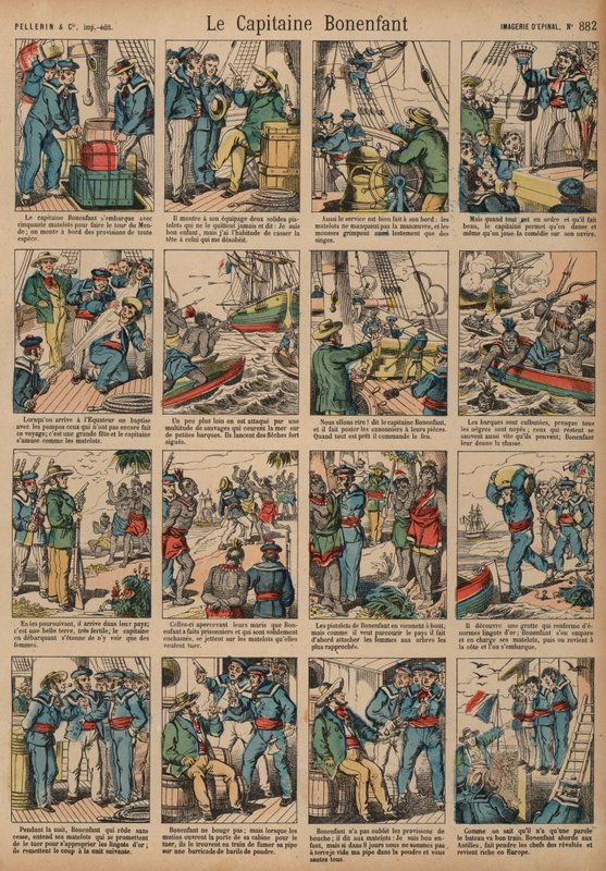 Kapten Bonenfants äventyr (färgad gravyr) av French School