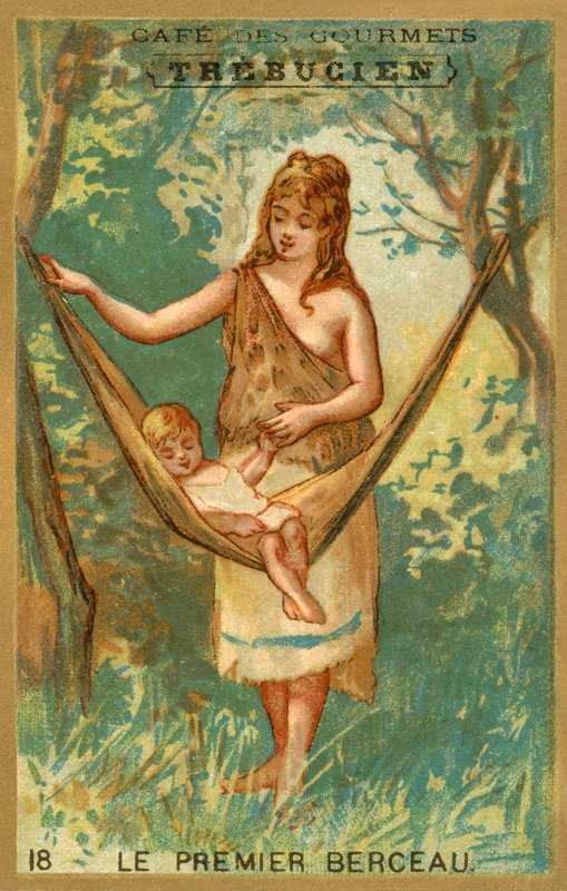 Den första vaggan (chromolitho) av French School