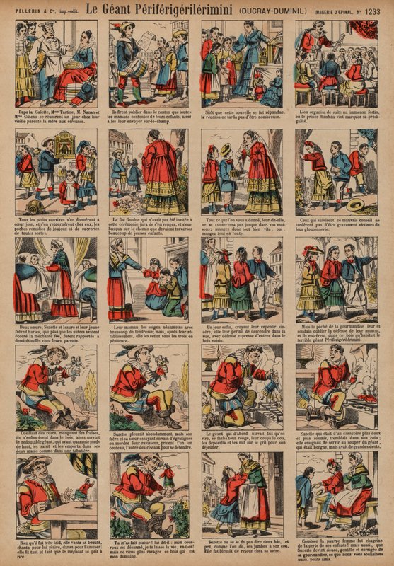 Den gigantiska Periferigerilerimini (färgad gravyr) av French School