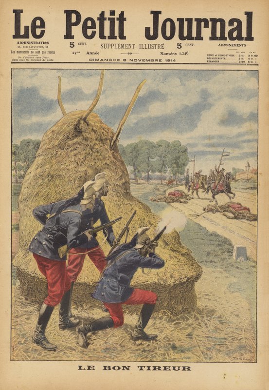 Det goda skottet (färg litho) av French School