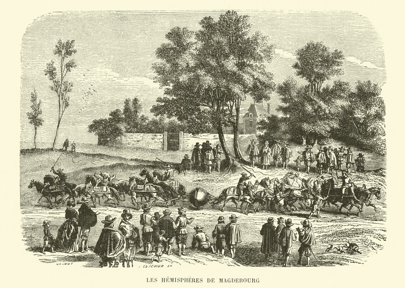 Magdebourgs halvklot (gravyr) av French School