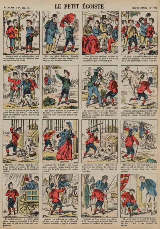 Den lilla egoisten (färgad gravyr) av French School