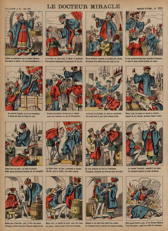 Mirakeldoktorn (färgad gravyr) av French School