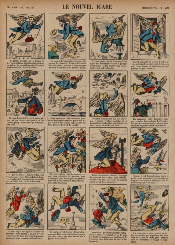 Den nya Ikaros (färgad gravyr) av French School