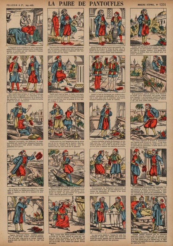 Ett par tofflor (färgad gravyr) av French School