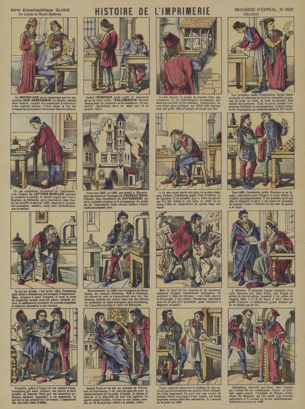 Berättelsen om tryckning (lito i färg) av French School