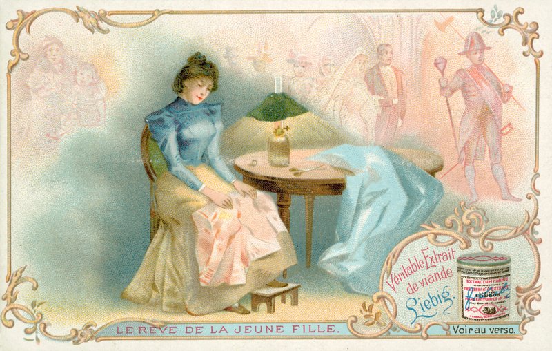Den unga flickans dröm (chromolitho) av French School