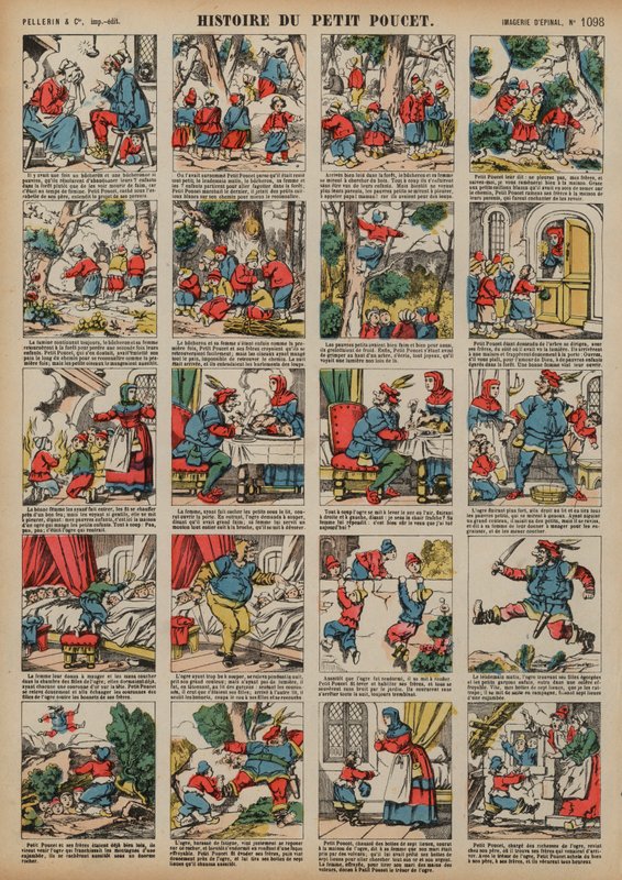 Tom Thumb (färgad gravyr) av French School