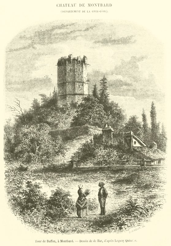 Buffon Tower, i Montbard (gravyr) av French School