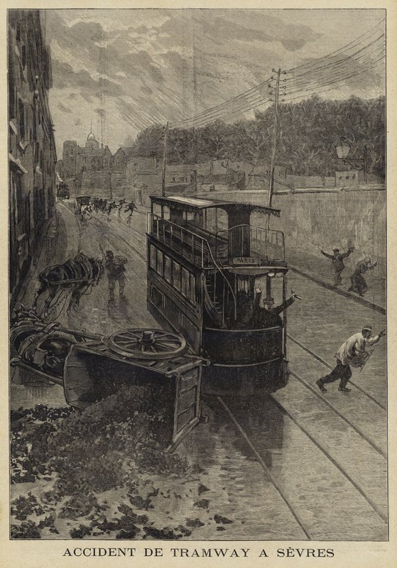 Spårvagnsolycka i Sevres, Frankrike, 1897 av French School