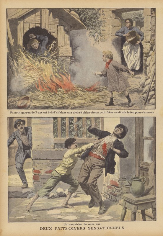 Två sensationella nyheter (färg litho) av French School