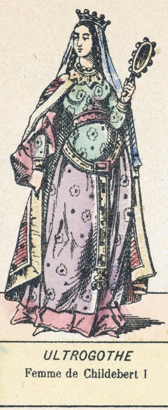 Ultrogothe, Femme de Childebert I (färgad gravyr) av French School