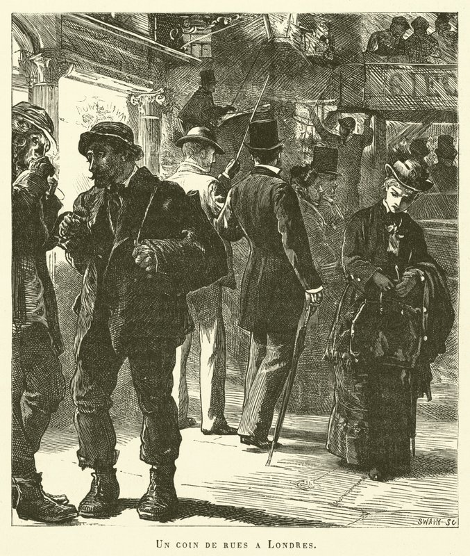 A Street Corner In London (gravyr) av French School