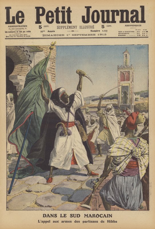 Uppror i södra Marocko (färg litho) av French School
