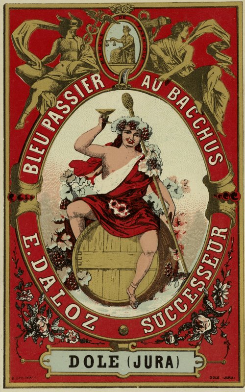 Vinetikett föreställande Bacchus av French School