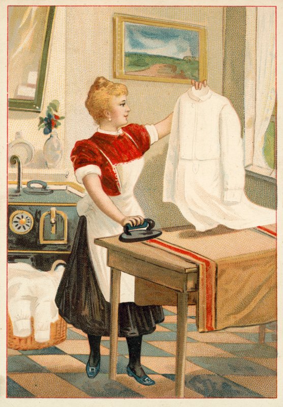Kvinna stryker (chromolitho) av French School