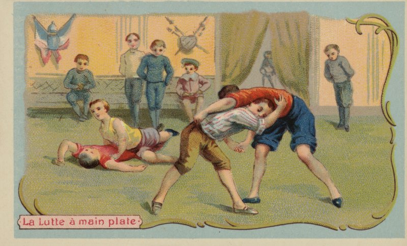 Wrestling (chromolitho) av French School