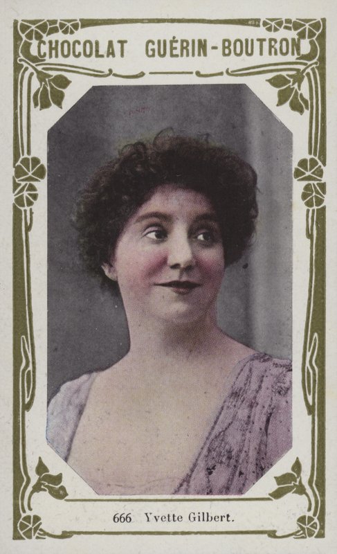 Yvette Gilbert (färgad bild) av French School