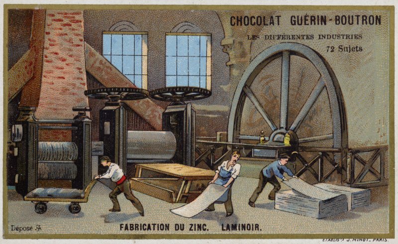 Zinktillverkning. Roller (chromolitho) av French School