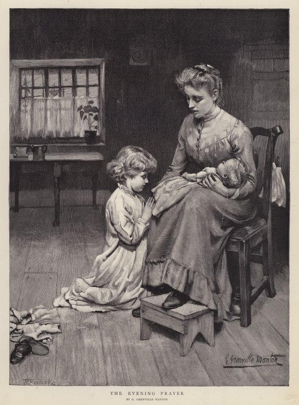 Aftonbönen (litho) av G. Grenville Manton
