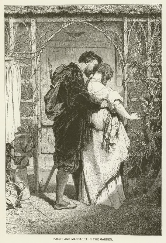 Faust och Margaret i trädgården av Gabriel Max