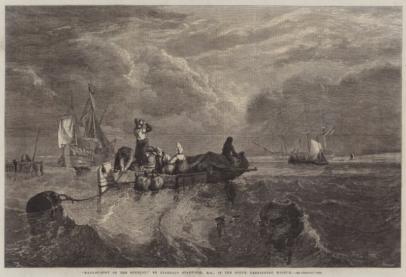 Marknadsbåt på Skelde av George Clarkson Stanfield