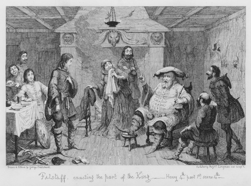Falstaff uppförande av kungens del av George Cruikshank