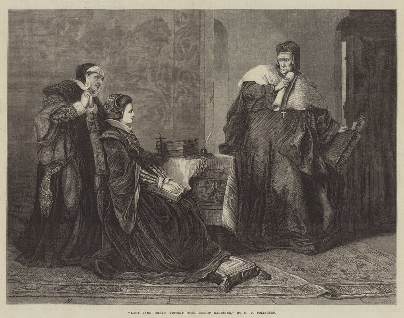 Lady Jane Greys seger över biskop Gardiner av George Frederick Folingsby