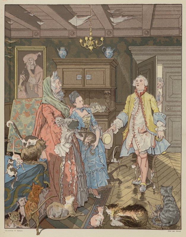 Scen från La Dame de Gai-Fredon, av Quatrelles (Ernest LEpine) av George Frederick after Folingsby