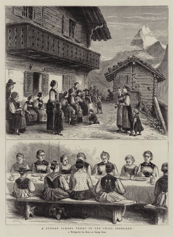 En söndagsskoleupplevelse i schweiziska Oberland av George Goodwin Kilburne