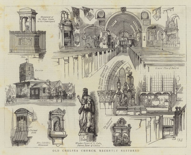 Old Chelsea Church, nyligen restaurerad av George Kingston Jones