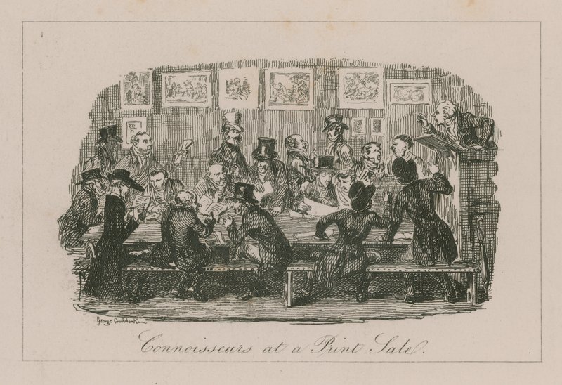 Konnässörer på tryckrea av George Cruikshank