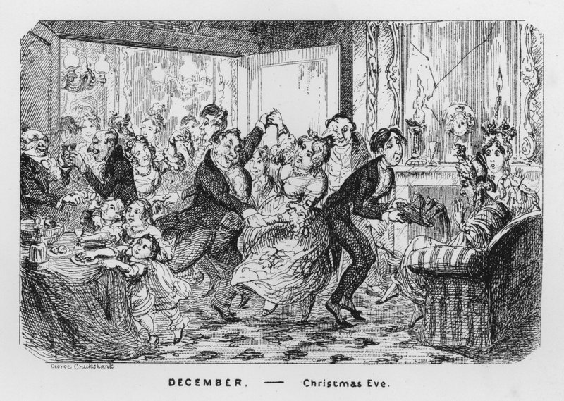 December, juleaften (gravering)swed av George Cruikshank