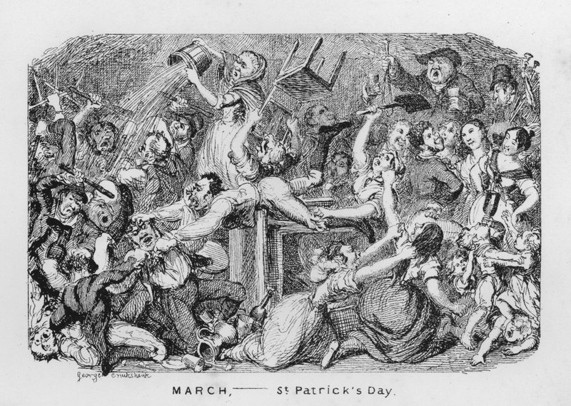Mars, St Patricks Day (gravyr) av George Cruikshank