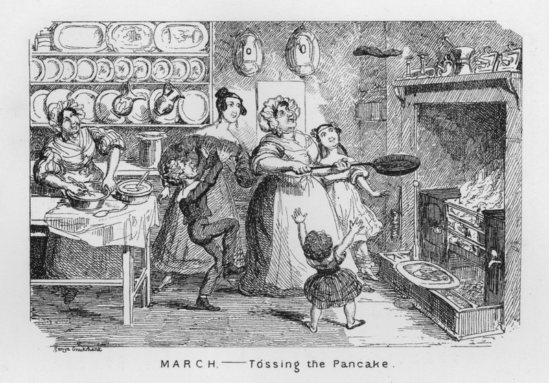 Mars, Kasta pannkakan (gravyr) av George Cruikshank