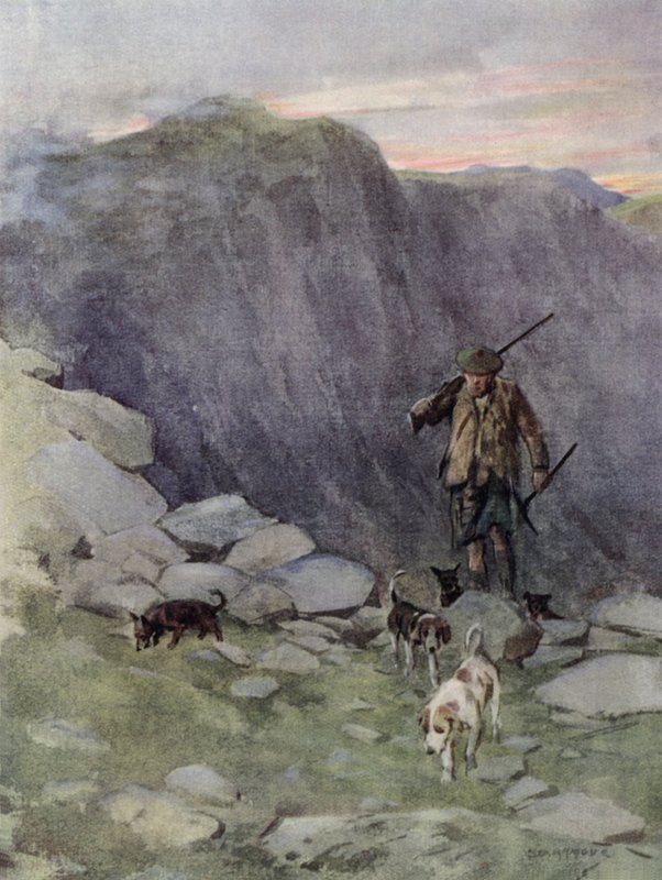 Highland rävjägaren (färg litho) av George Denholm Armour