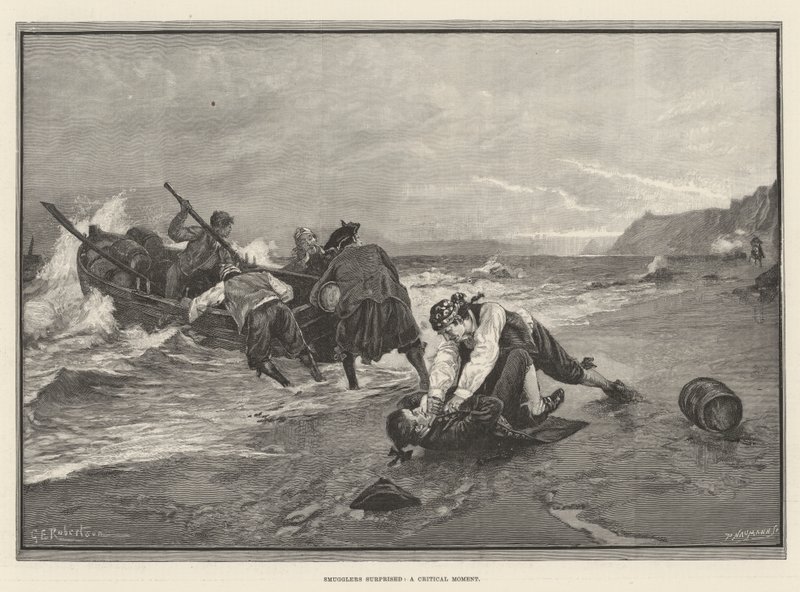 Smugglare överraskade, ett kritiskt ögonblick av George Edward Robertson