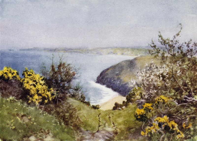 Carbis Bay (färg litho) av George Franck Nicholls