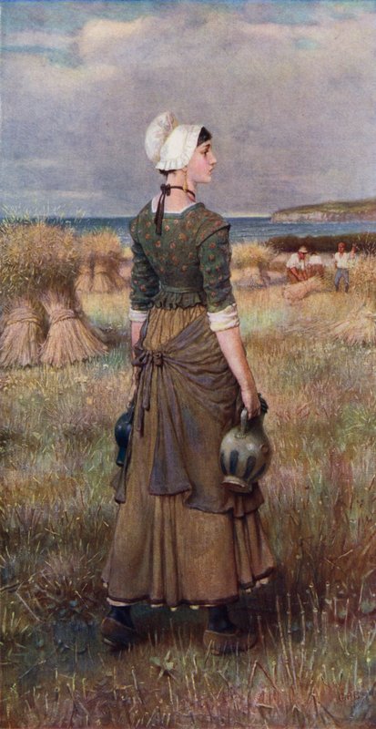 Evangeline (färg litho) av George Henry (after) Boughton