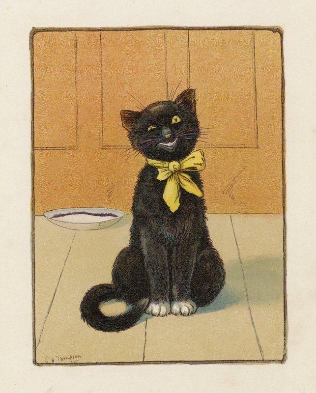 Katten (färglitografi) av George Henry Thompson