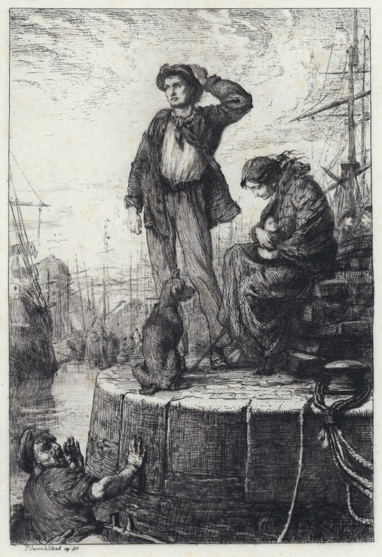 Emigranter i Liverpool (etsning) av George Percy Jacomb Hood