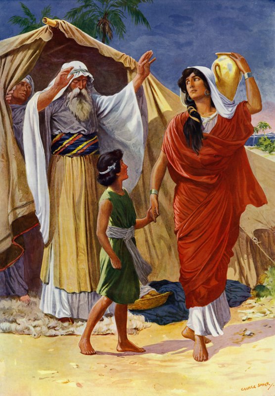 Hagar och Ismael (färg litho) av George Soper