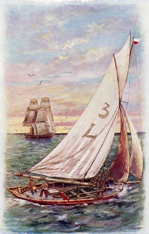 En lotsbåt (färg litho) av George Washington Lambert