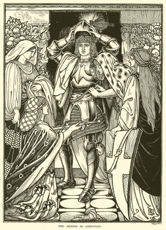 The Arming of Christian (gravyr) av George Woolliscroft Rhead