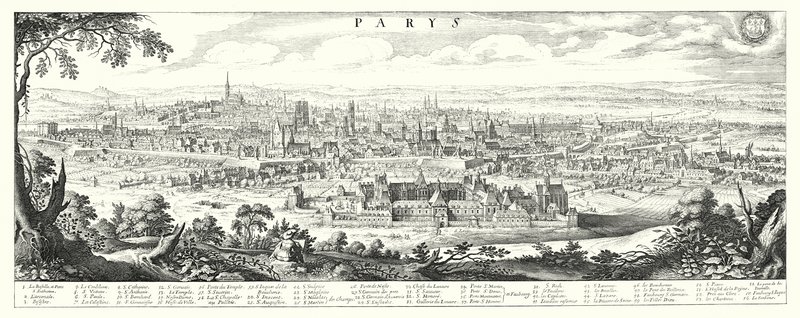 Panorama över Paris 1632-1635 av German School