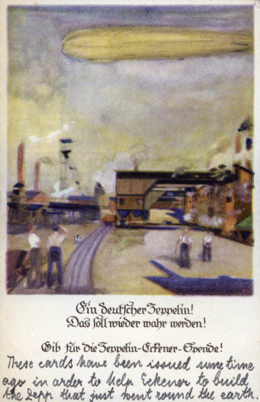 En tysk zeppelinare! (färg litho) av German School