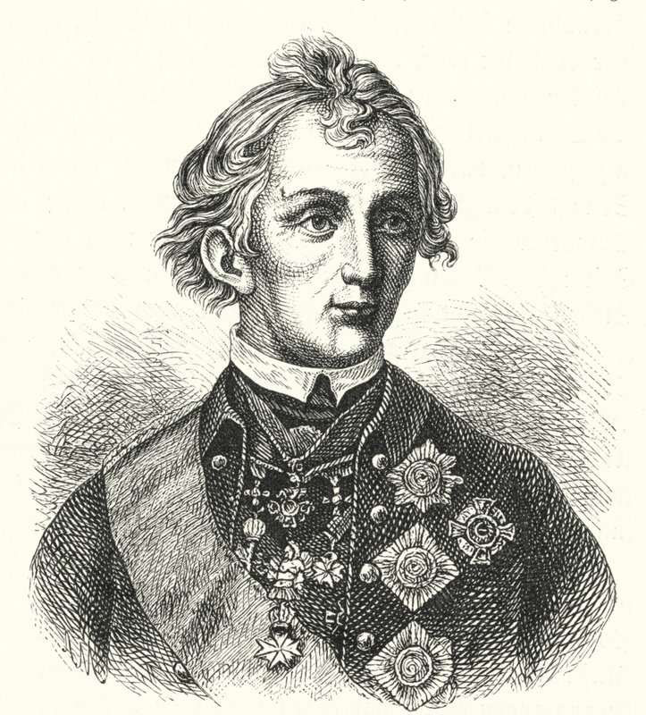 Alexander Suvorov, rysk general (gravyr) av German School